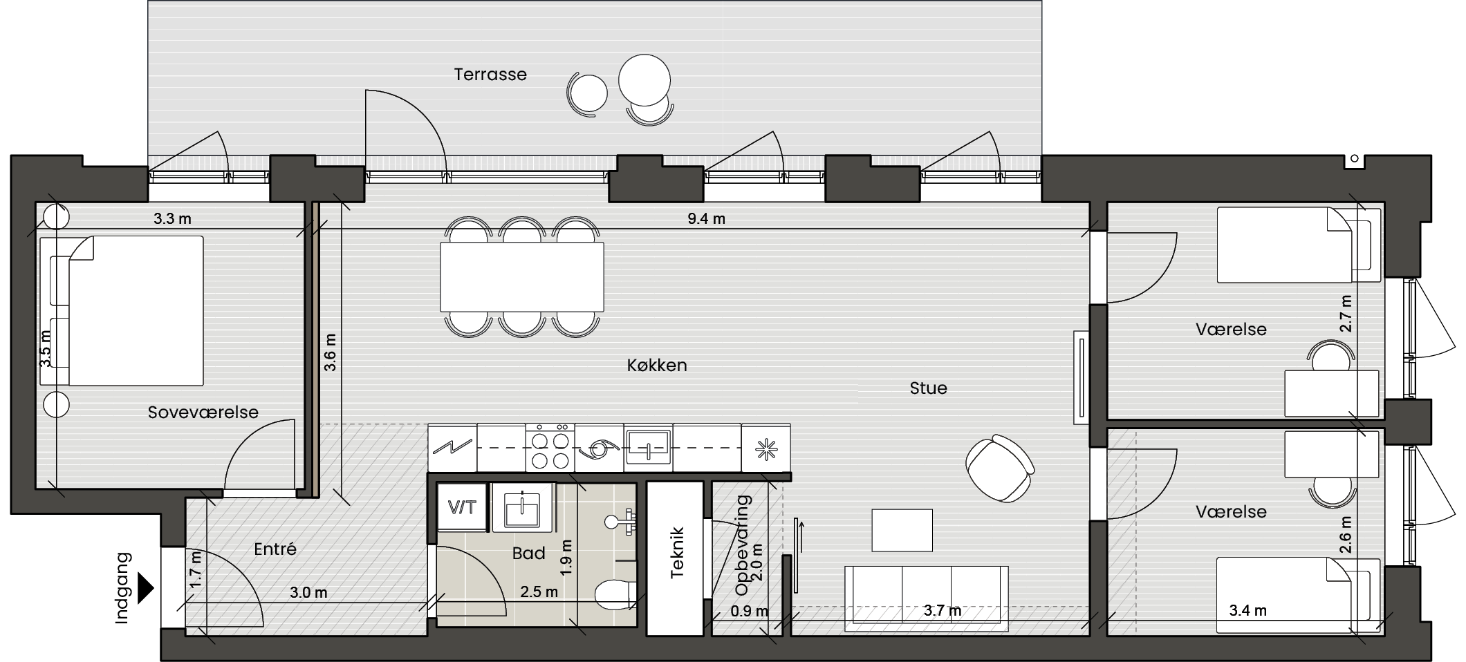 Plantegning for: Bolig 001 Helsinkigade 7, st. 3