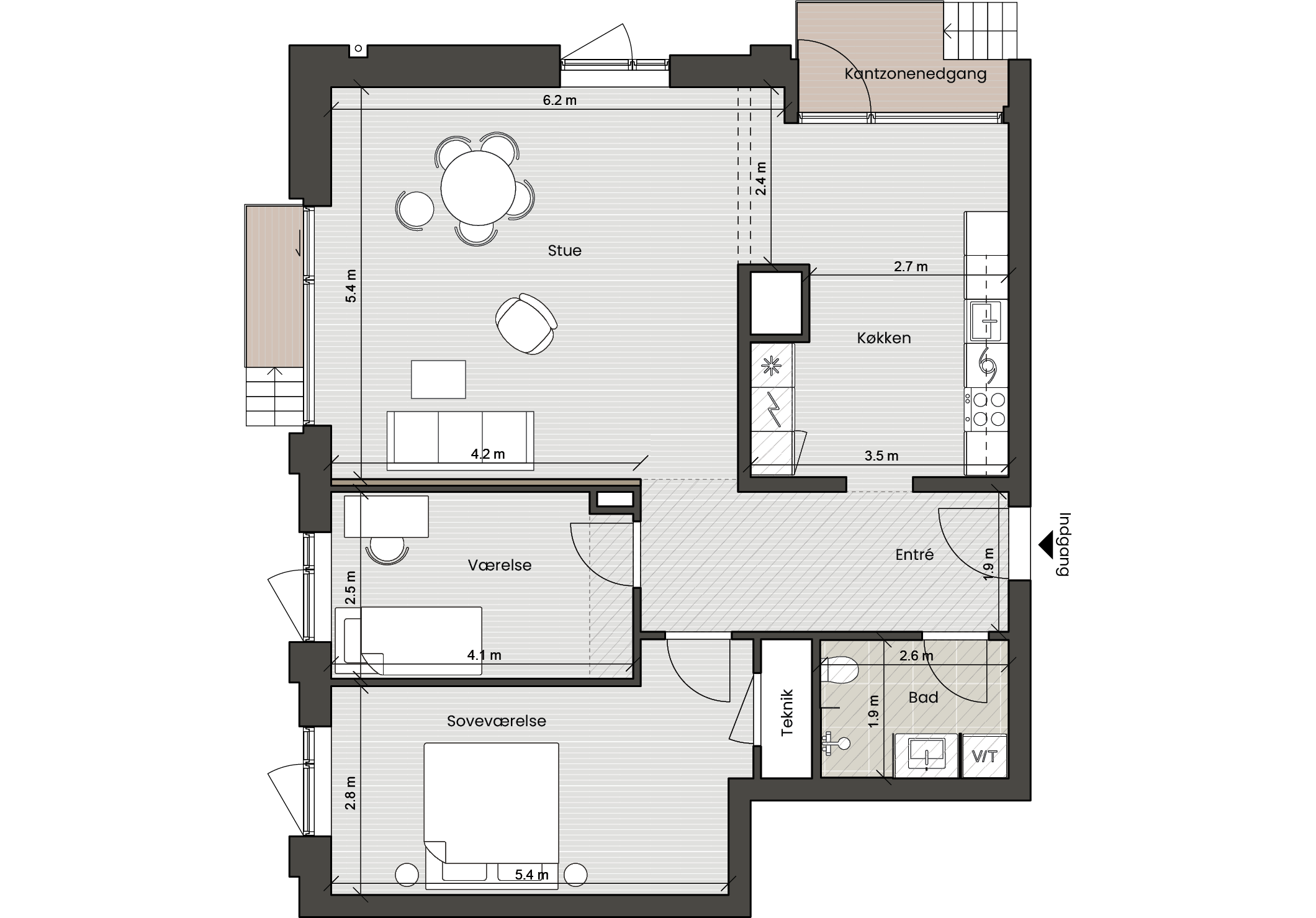 Plantegning for: Bolig 006 Fortkaj 2, st. 4