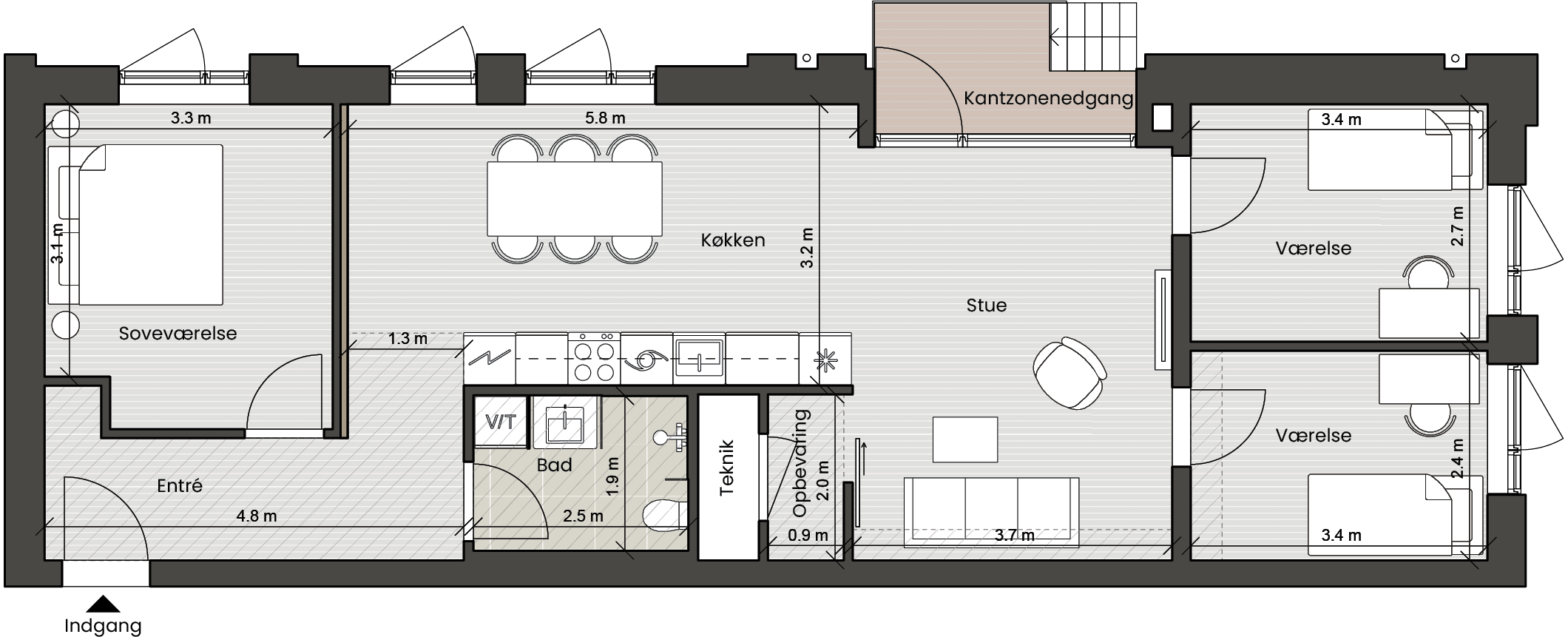 Plantegning for: Bolig 007 Fortkaj 2, st. 1