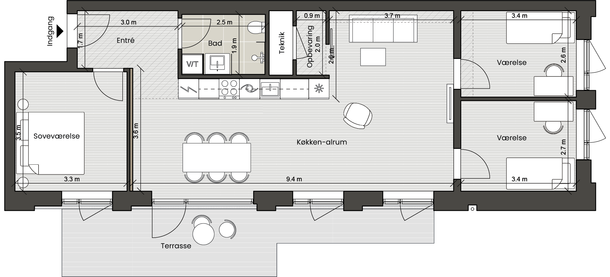 Plantegning for: Bolig 008 Fortkaj 2, st. 2