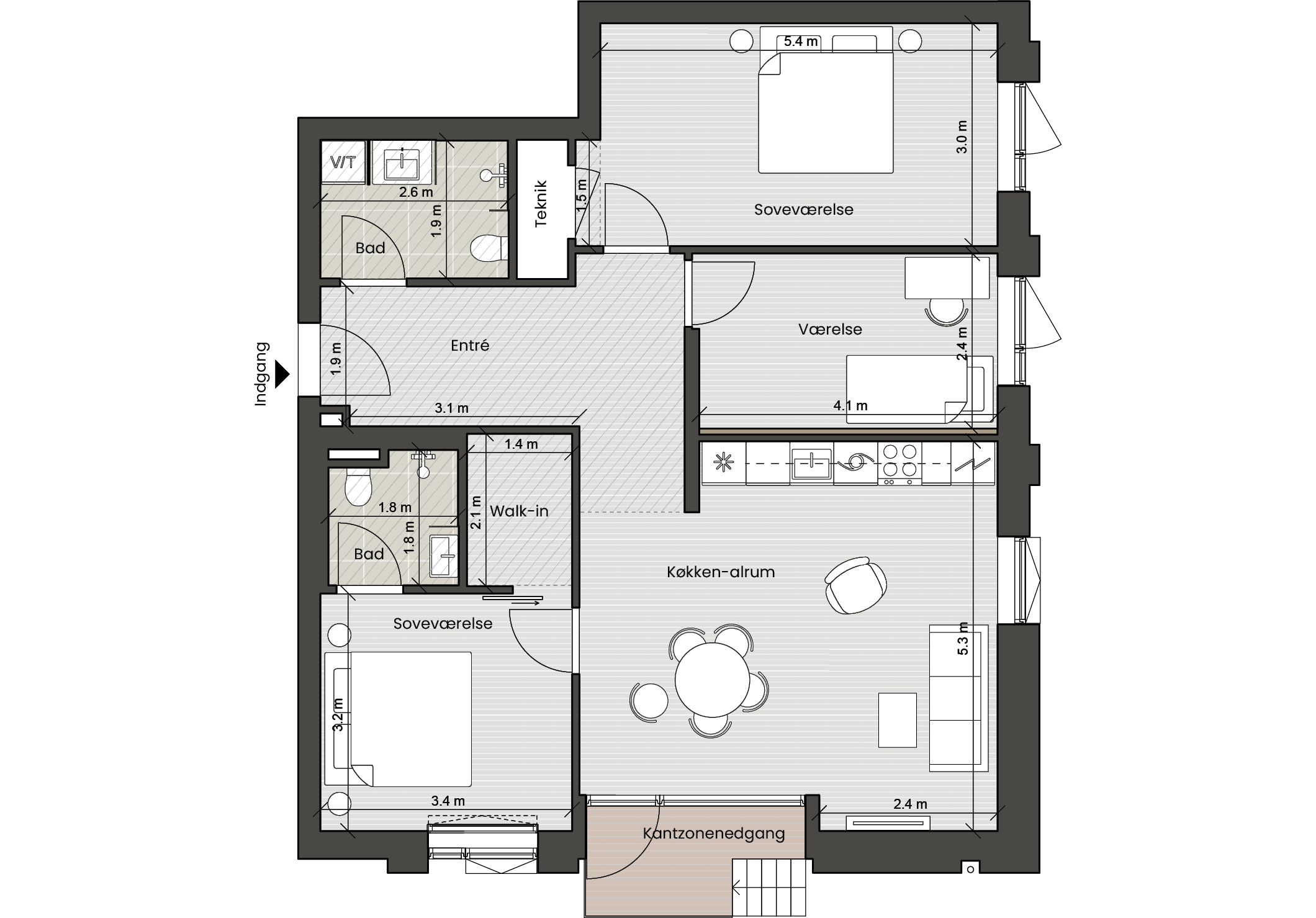 Plantegning for: Bolig 013 Helsinkigade 11, st. th.