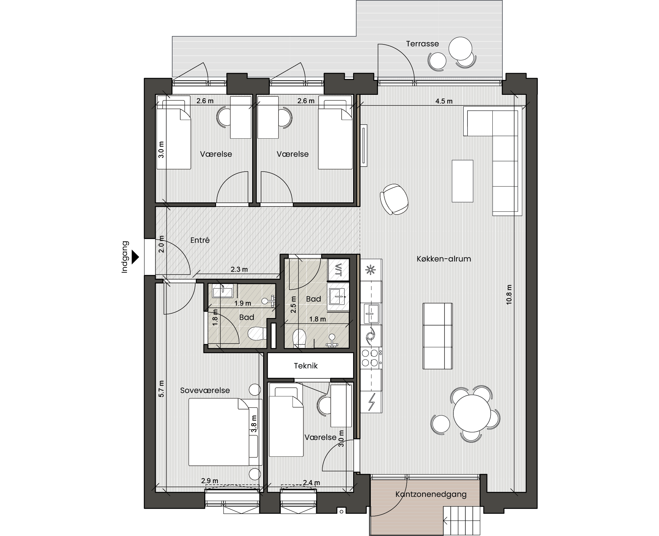 Plantegning for: Bolig 015 Helsinkigade 9, st. th.
