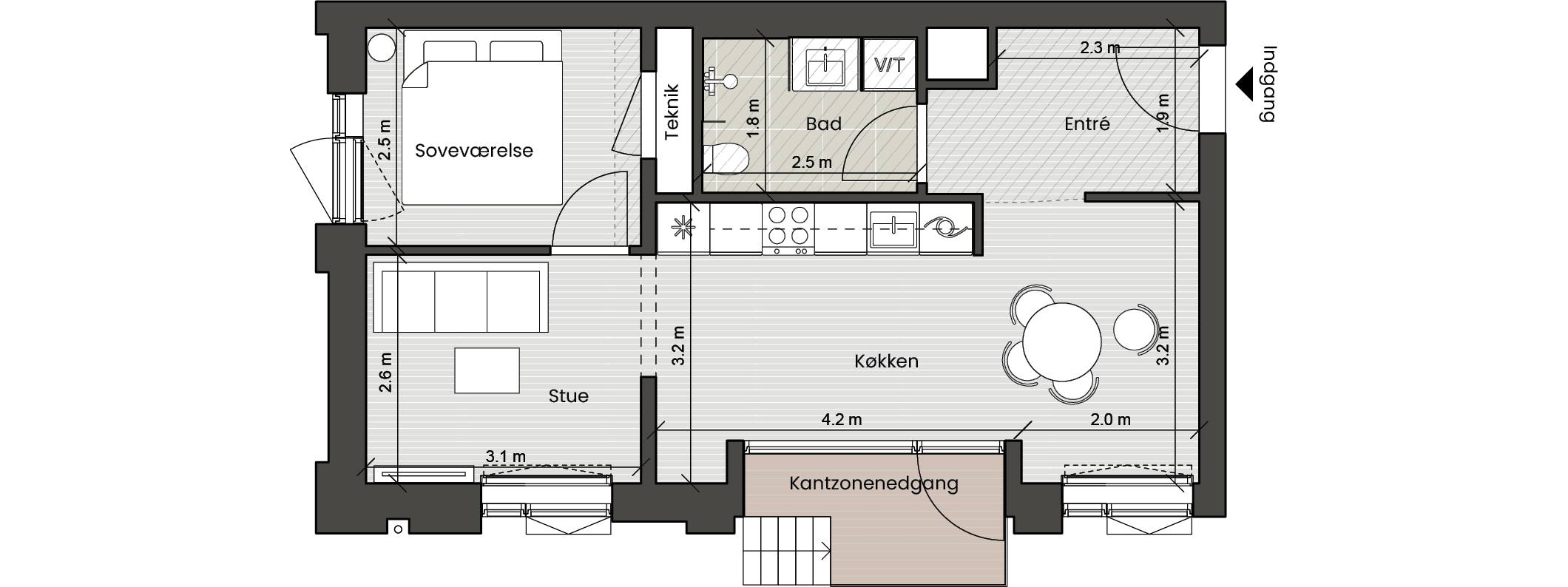 Plantegning for: Bolig 016 Helsinkigade 9, st. tv.