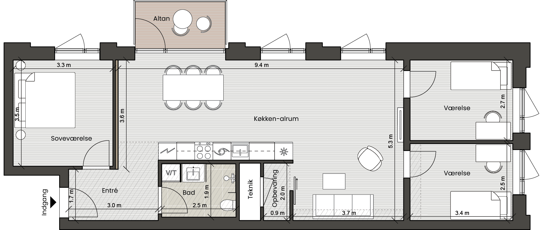 Plantegning for: Bolig 017 Helsinkigade 7, 1. 1
