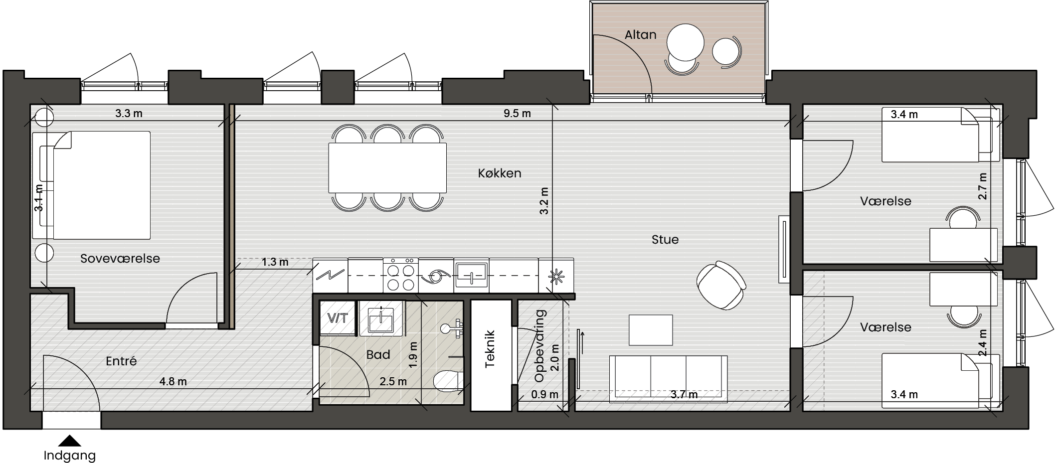 Plantegning for: Bolig 026 Fortkaj 2, 1. 5