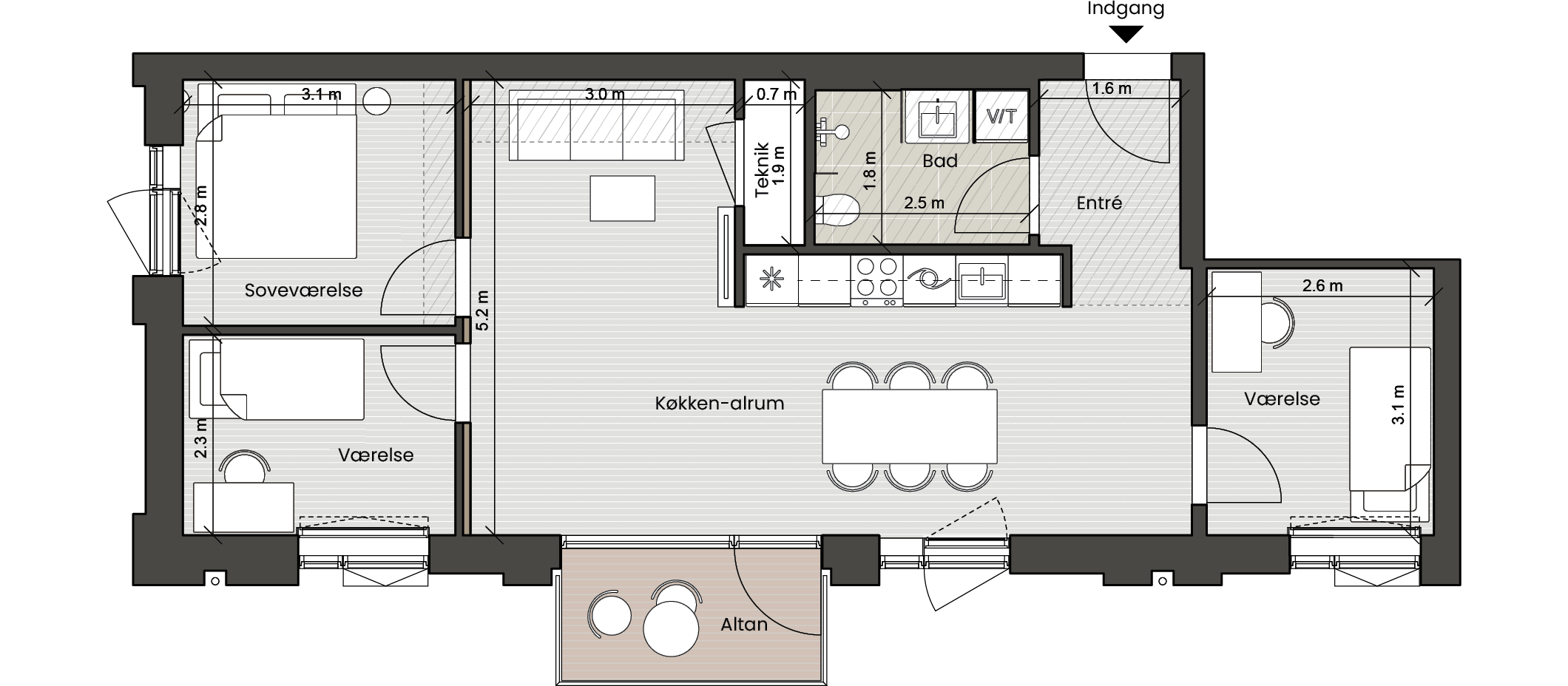 Plantegning for: Bolig 037 Helsinkigade 9, 1. mf.