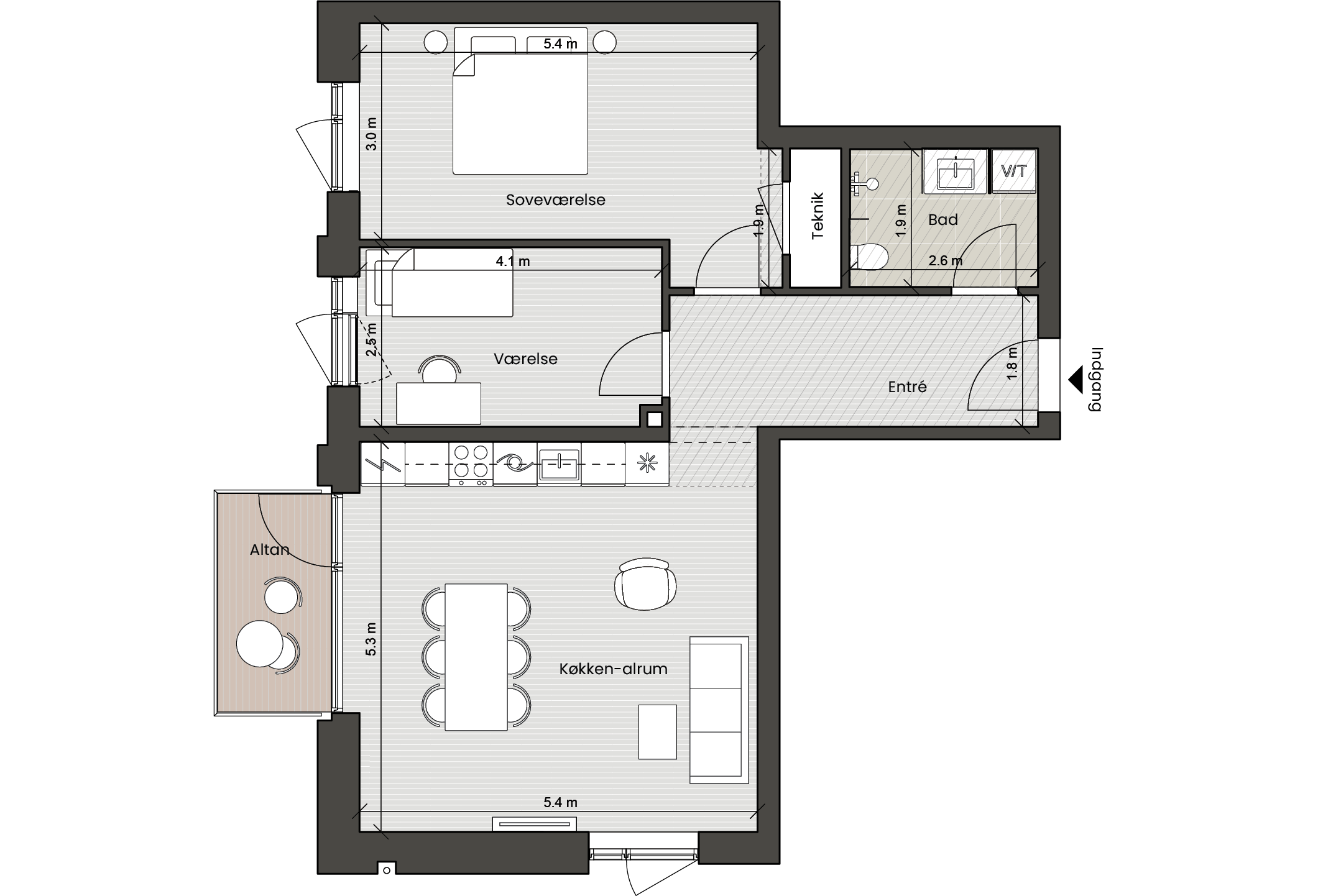 Plantegning for: Bolig 044 Helsinkigade 7, 2. 4