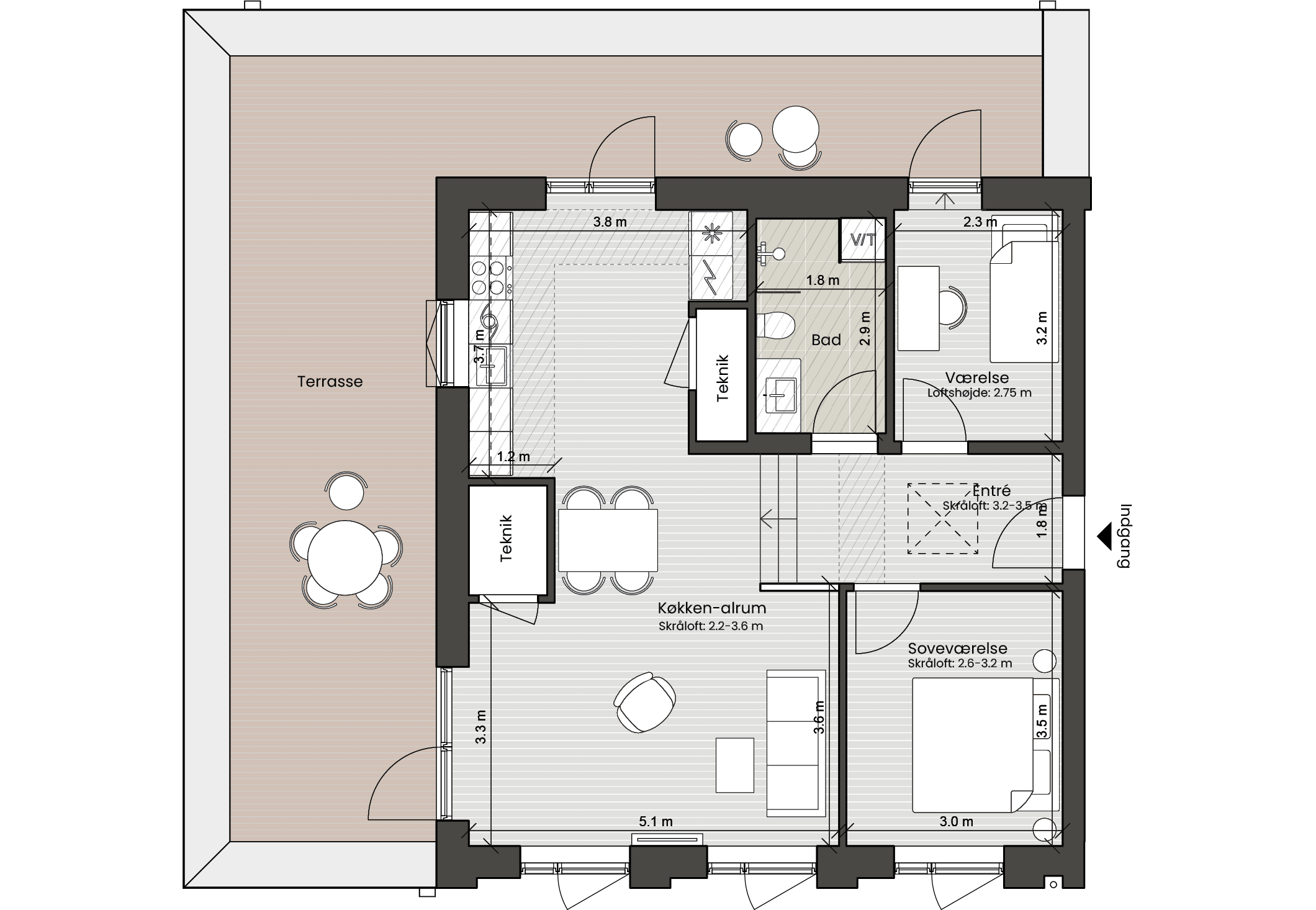 Floor plan for: Apartment 111, Fortkaj 6, 5th floor
